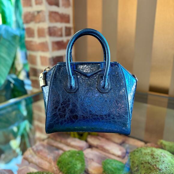 Givenchy Handbags - GIVENCHY Mini Antigona Blue Metallic Handbag